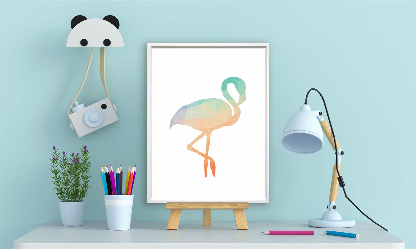 Geometrisch gekleurde flamingo - Geometrische dieren