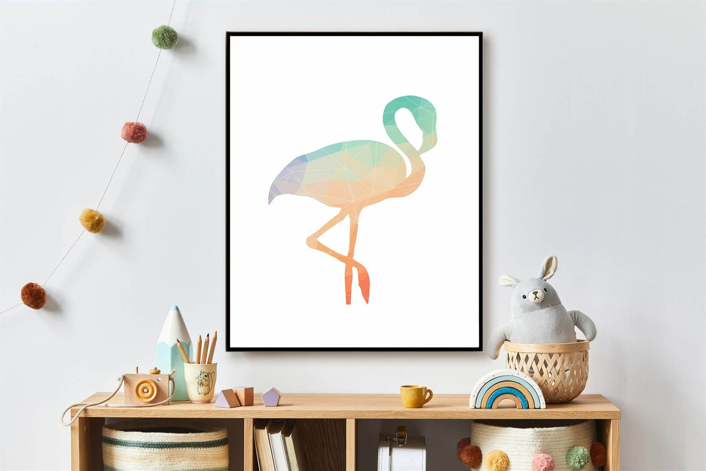 Geometrisch gekleurde flamingo - Geometrische dieren