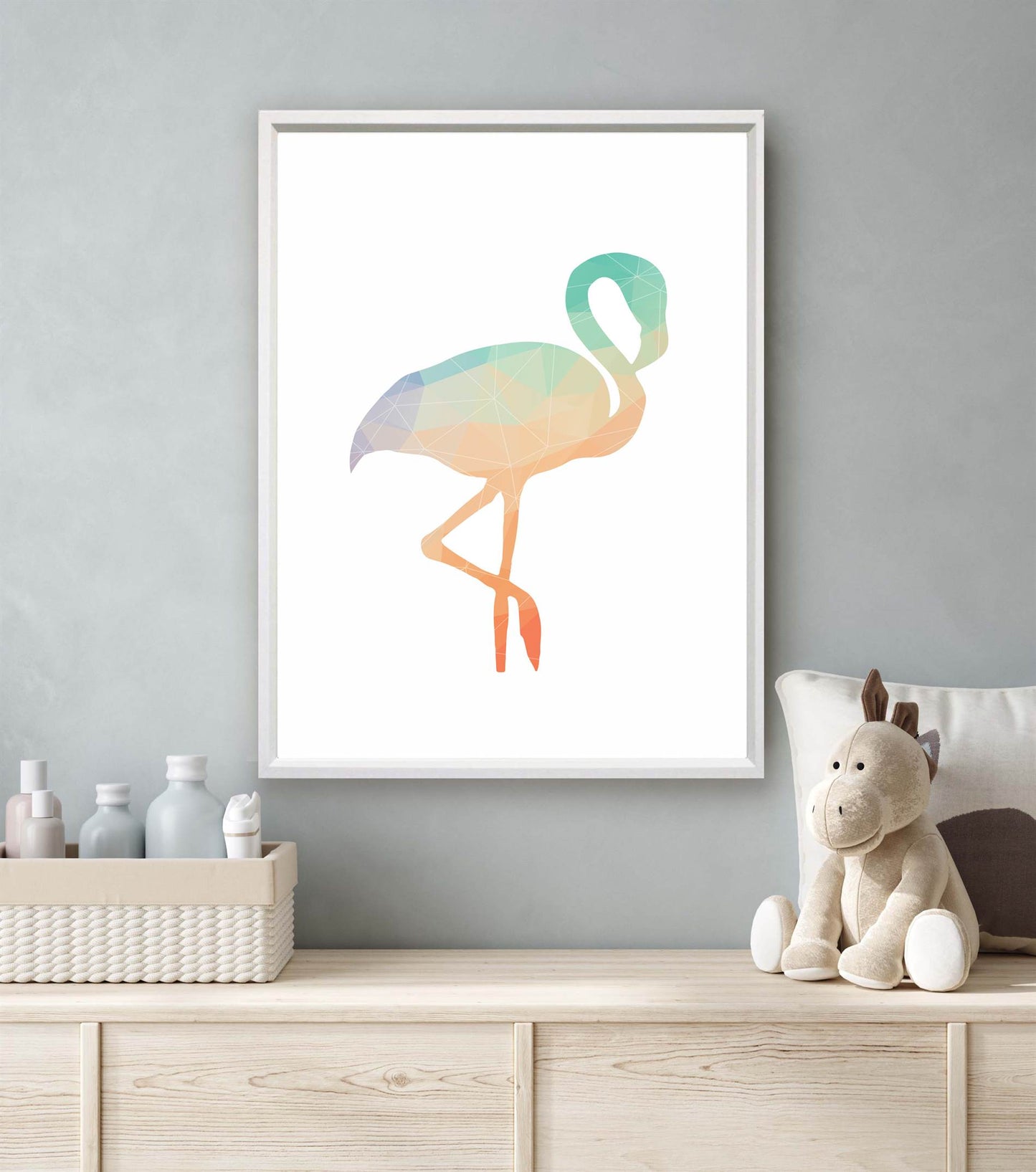 Geometrisch gekleurde flamingo - Geometrische dieren