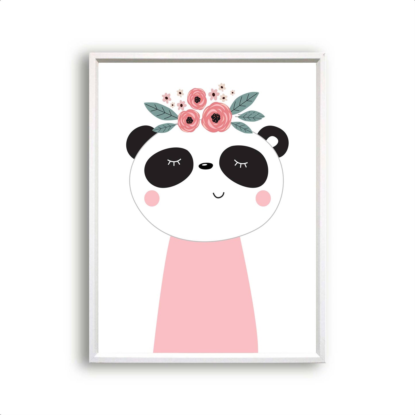 Lieve dieren roze panda met bloemetjes - Roze